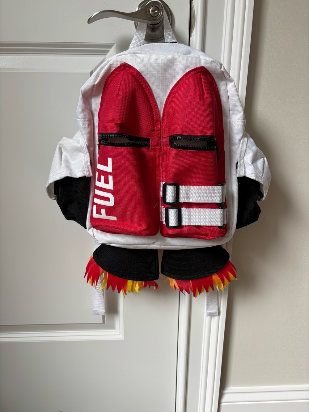 Kids White and Red 'Fuel' Rocket Backpack